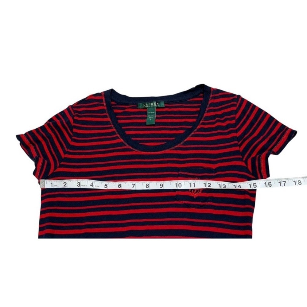 Lauren Ralph Lauren Women's Striped Maxi Dress Size Small Navy Red 100% Cotton - Picture 8 of 12